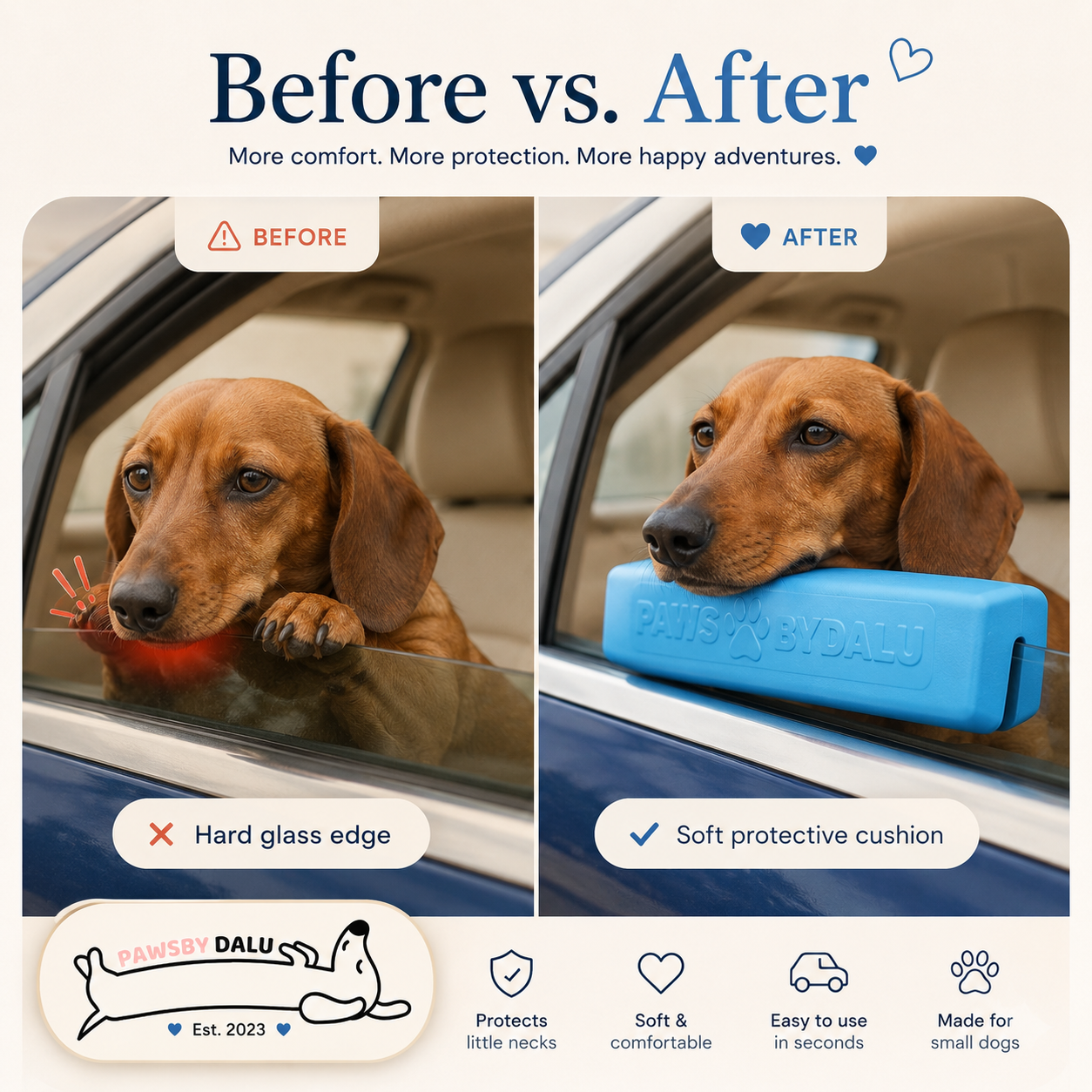 The PawsbyDalu Window Cushion™ for Safe & Comfortable Car Rides