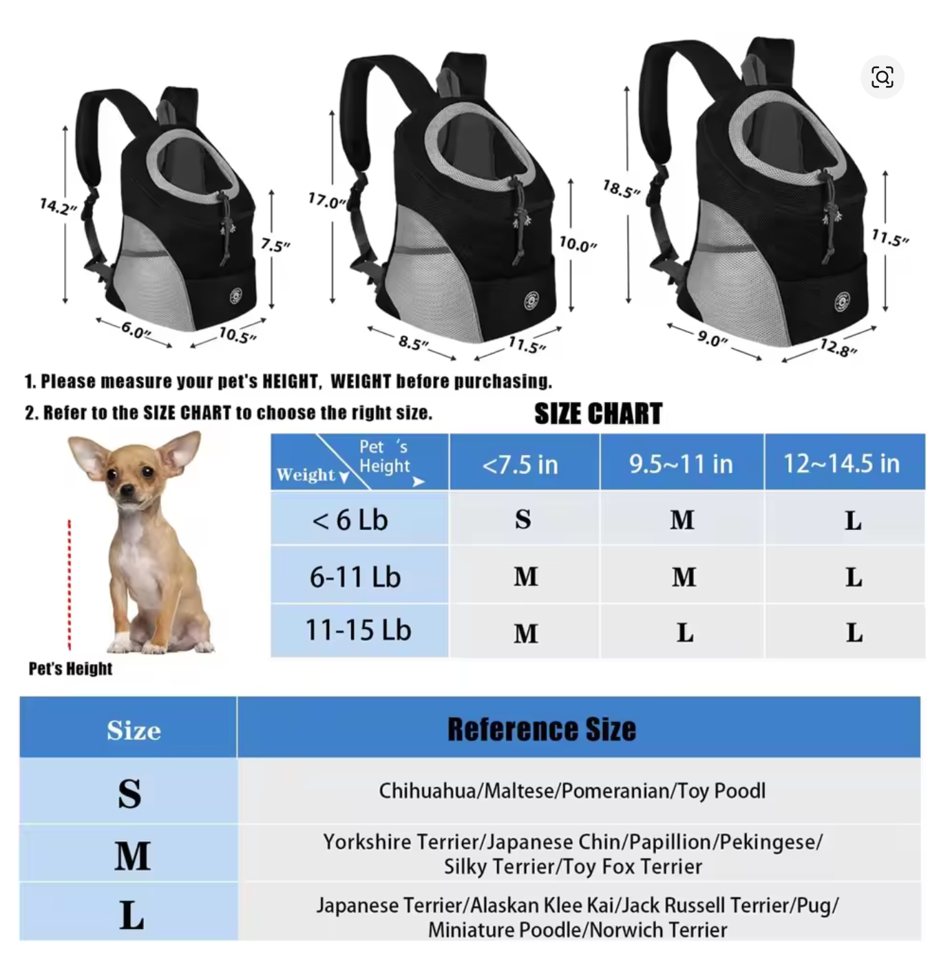 Pet Carrier Bag - Portable Travel Backpack