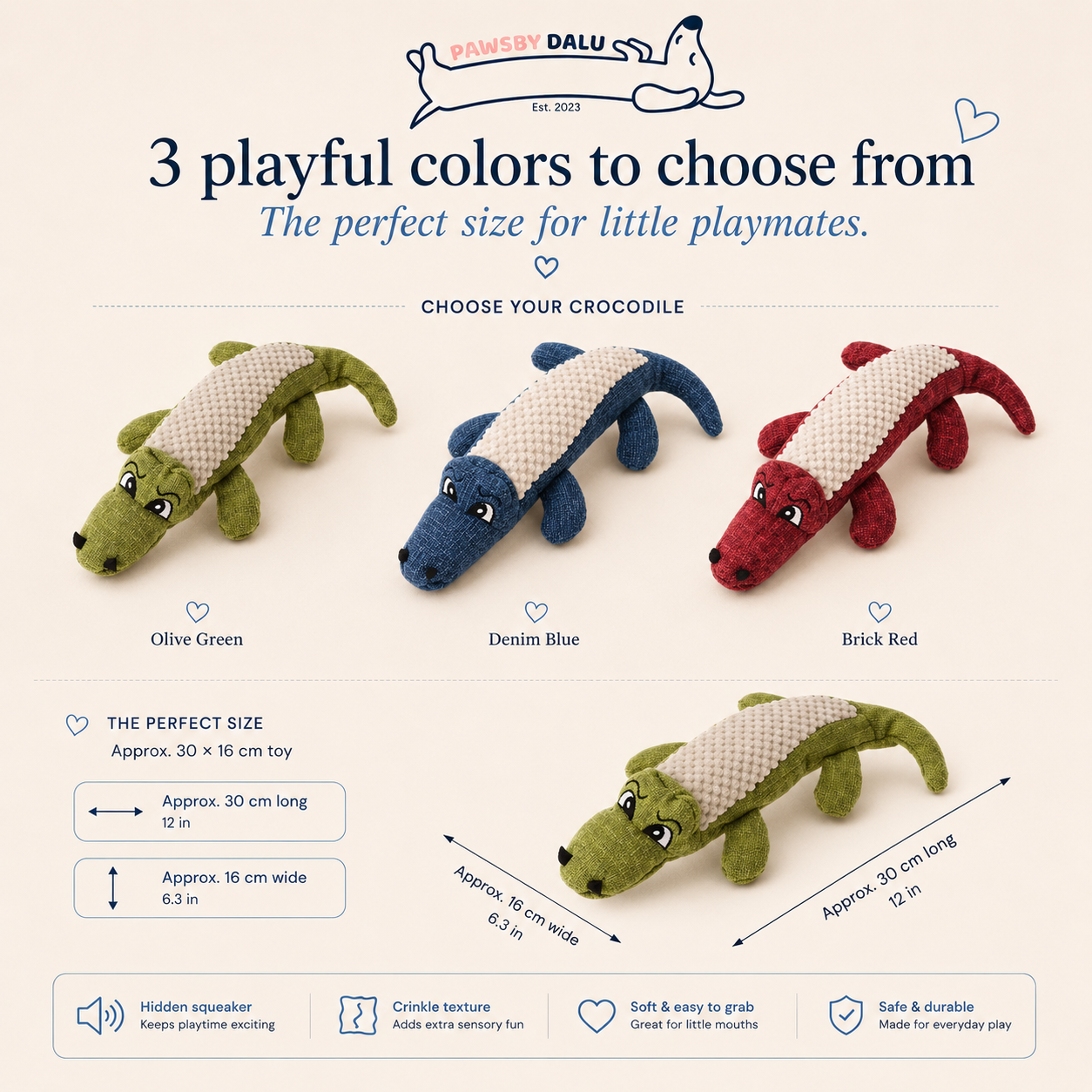 DALU Linen Plush Crocodile Toy