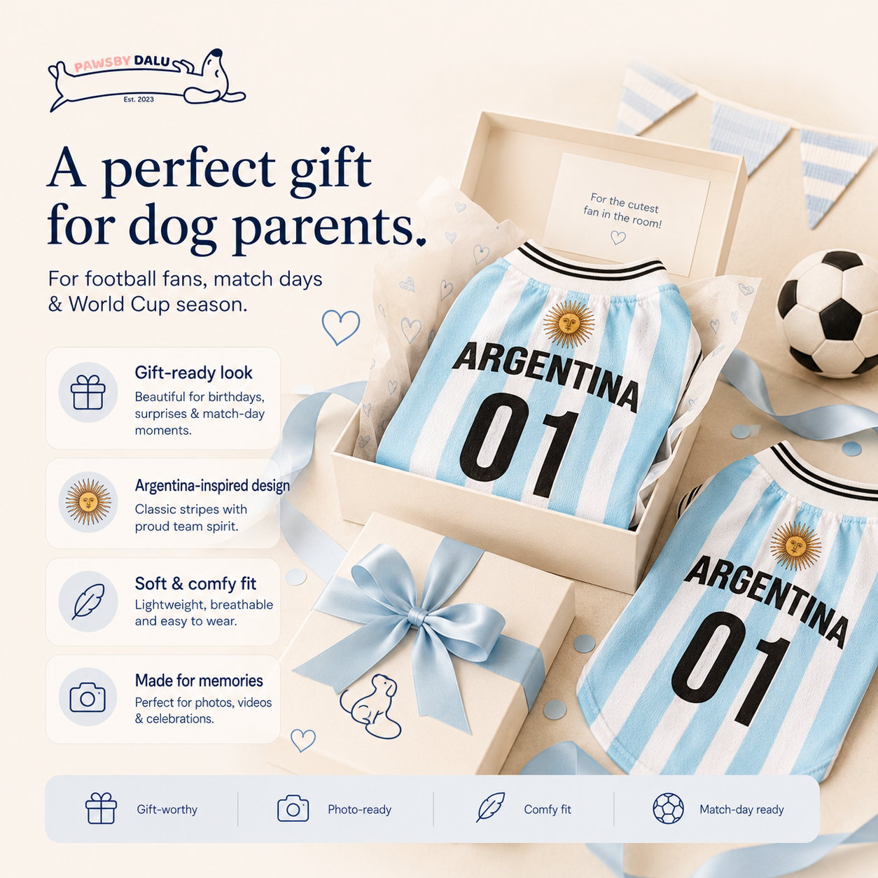 Original DALU™ Match Day Jersey – Football/Soccer Shirt for Dogs